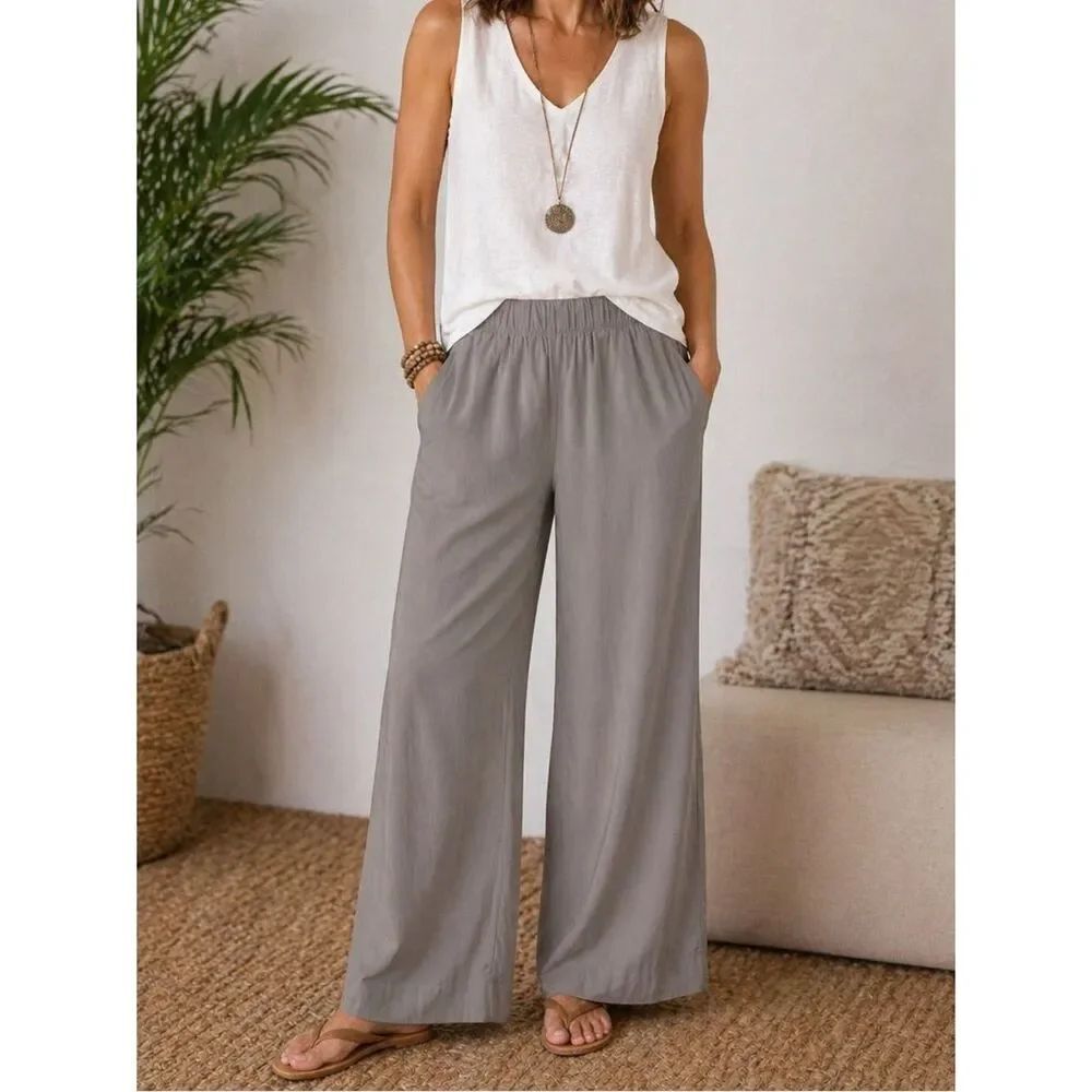Haven Well Within Gray Wide Leg Pull On Pants Size XS Modal Blend